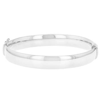 Classic Polished Hinged Bangle In Sterling Silver