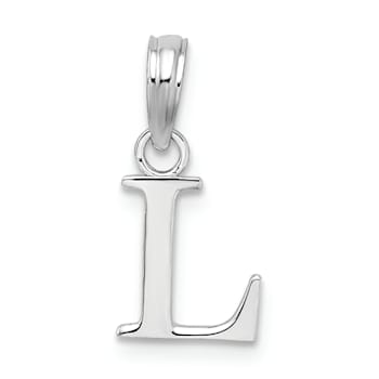 Sterling Silver Polished Block Initial -L- Pendant