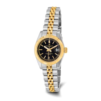 Ladies Charles Hubert IP-plated Two-tone 26mm Black Dial Watch