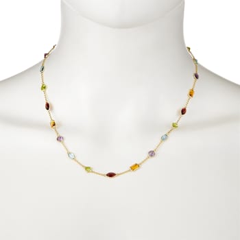 Multi-Gem 14k Yellow Gold 18" Necklace 11.05ctw