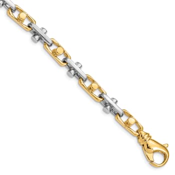 14k Yellow Gold and 14k White Gold 5.8mm Hand-polished Fancy Link Bracelet