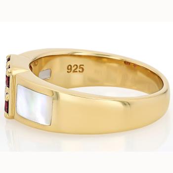 Grape Color Garnet And White Mother-Of-Pearl Ring In 18K Gold Over
Sterling Silver 0.68ctw