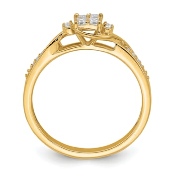 10K Yellow Gold Lab Grown Diamond Cluster Engagement Ring 0.19ctw