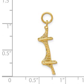 14k Yellow Gold Textured Mackinac Bridge Charm Pendant