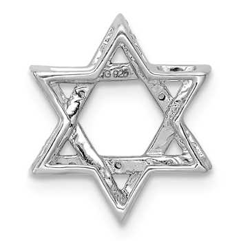 Rhodium Over 14k White Gold Diamond Star of David Chain Slide Pendant