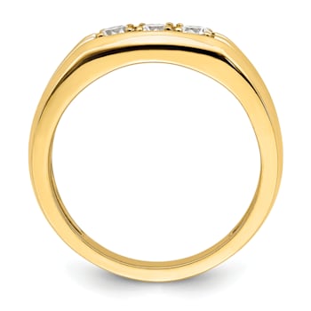 14K Yellow Gold 3-Stone Diamond Men's Ring 0.49ctw