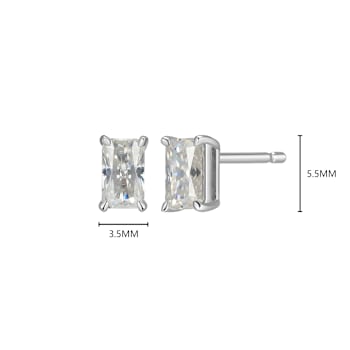 Emerald Cut Moissanite Platineve Stud Earrings 0.54ctw DEW