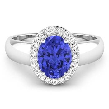 1.63ctw Violet Tanzanite and Diamond 14K White Gold Halo Ring