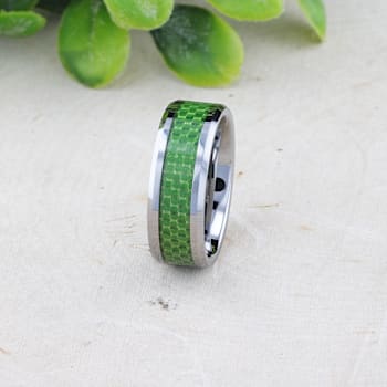 VERMONT Tungsten Wedding Band With Emerald Green Carbon Fiber Inlay 8mm