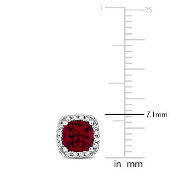 Garnet and Diamond 10K White Gold Earrings 1.36ctw