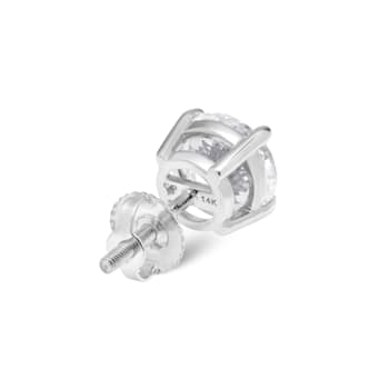 White Cubic Zirconia 14k White Gold Studs With Velvet Gift Box 1.50ctw