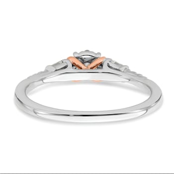 14K Two-tone White and Rose Gold Cluster Diamond Engagement Ring 0.11ctw