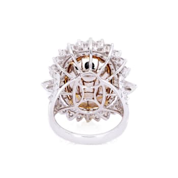 9.21 Ctw Yellow Sapphire and 2.50 Ctw Diamond Ring in 18K WG