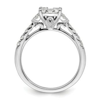 Rhodium Over 14K White Gold Lab Grown Diamond VS/SI GH, Cluster Ring 0.752ctw