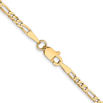 14K Yellow Gold 2.25mm Flat Figaro Chain Necklace