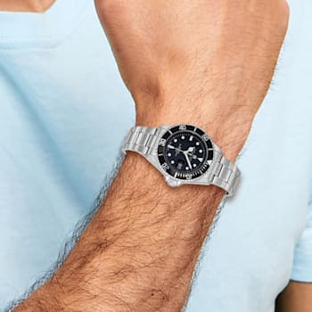 Mens Charles Hubert Stainless Steel Black Dial with Date Watch
