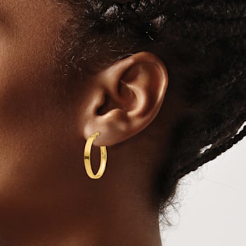 14k Yellow Gold Oval Hoop Earrings