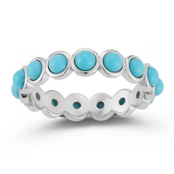 Rachel Zoe Lab-Created Turquoise Eternity Band Ring in Rhodium Over
Sterling Silver