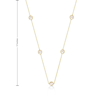 Mother-Of-Pearl Mariner Link Station Necklace In 14K Gold Over Sterling Silver
