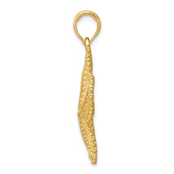 14k Yellow Gold Polished and Textured Open-Backed Starfish Pendant