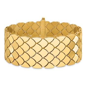 14K Yellow Gold Reversible Satin and Polished 24mm 7.25-inch Bracelet