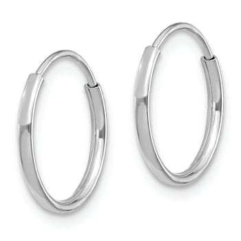 Rhodium Over 14K White Gold Endless Hoop Earrings