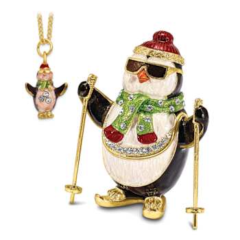 KOOLIO Skiing Penguin Trinket Box