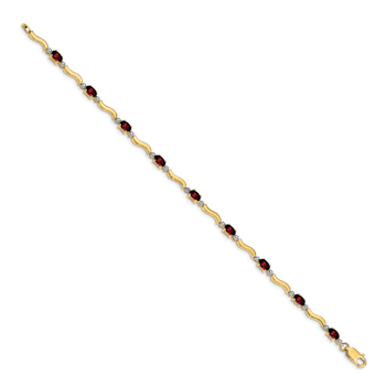 14k Yellow Gold and Rhodium Over 14k Yellow Gold Fancy Diamond and
Garnet Bracelet