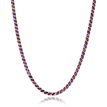 Purple African Amethyst 18k Yellow Gold Over Sterling Silver Tennis
Necklace 15.25ctw