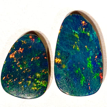 Opal on Ironstone Free-Form Doublet Set of 2 3.50ctw