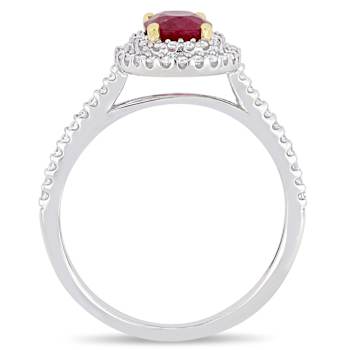 Ruby and Diamond 14K White and Yellow Gold Ring 1.26ctw