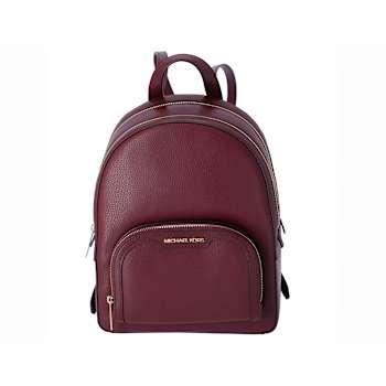 Michael Kors Jaycee Medium Leather Zip Pocket Backpack in Oxblood