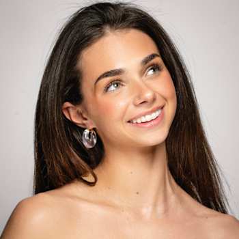 14K Yellow Gold Over Sterling Silver Clear Chunky Graduated Acrylic Hoops