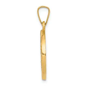 14K Yellow Gold Polished and Satin Sacred Heart of Jesus Medal Hollow Pendant