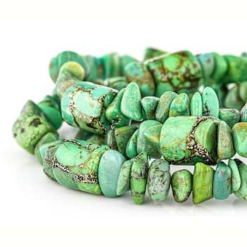 Green Turquoise Chip Bead Stretch Bracelet Set Of 3