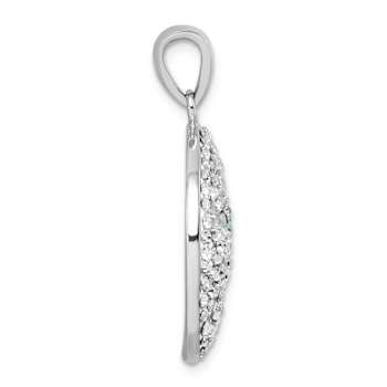 Rhodium Over Sterling Silver Polished Crystal Sand Dollar Pendant
