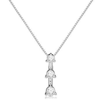 White Cubic Zirconia 14k White Gold Pendant With Chain 0.20ctw