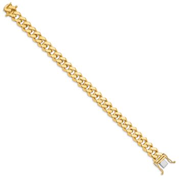 10k Yellow Gold and 10k White Gold 10mm Hand-polished Fancy Curb Link Bracelet