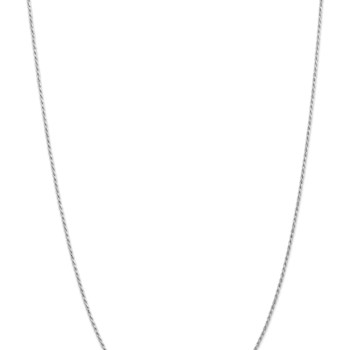 Rhodium Over 14k White Gold 1.30mm Solid Diamond-Cut Rope 24 Inch Chain
