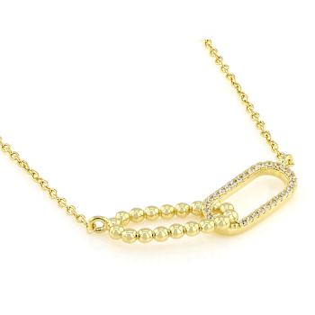 Delicate Oval Link CZ Pendant Necklace In 18K Gold Over Sterling Silver