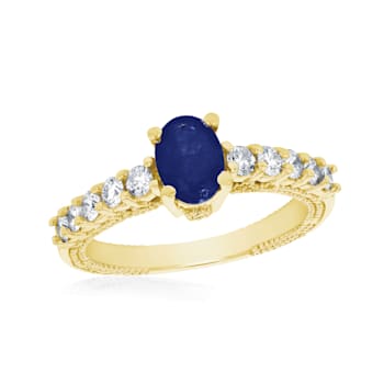 1.31ctw Sapphire and Diamond Ring in 14k Yellow Gold