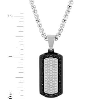Robert Alton Men's Dog Tag Pendant With Chain In Ion-Plated Stainless
Steel 0.37ctw