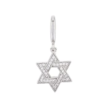 White Cubic Zirconia Platineve Over Sterling Silver Star Of David Charm 0.18ctw