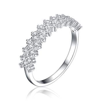 CZ Three-Row Band Ring In Sterling Silver
