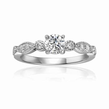 Moissanite Sterling Silver Ring, 0.74ctw