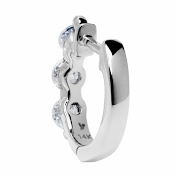 White Cubic Zirconia 14k White Gold Hoops With Velvet Gift Box 0.50ctw