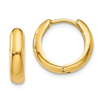 14K Yellow Gold 7/16" Polished Hinged Hoop Earrings