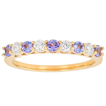 Tanzanite And Lab-Grown White Diamond Ring In 18K Gold Over Sterling
Silver 0.56ctw