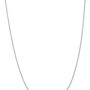 Rhodium Over 10k White Gold 0.9mm Solid Cable 18 Inch Chain