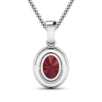 1.50ctw 14K White Gold Ruby and White Diamond Pendant with 18 inch Cable Chain